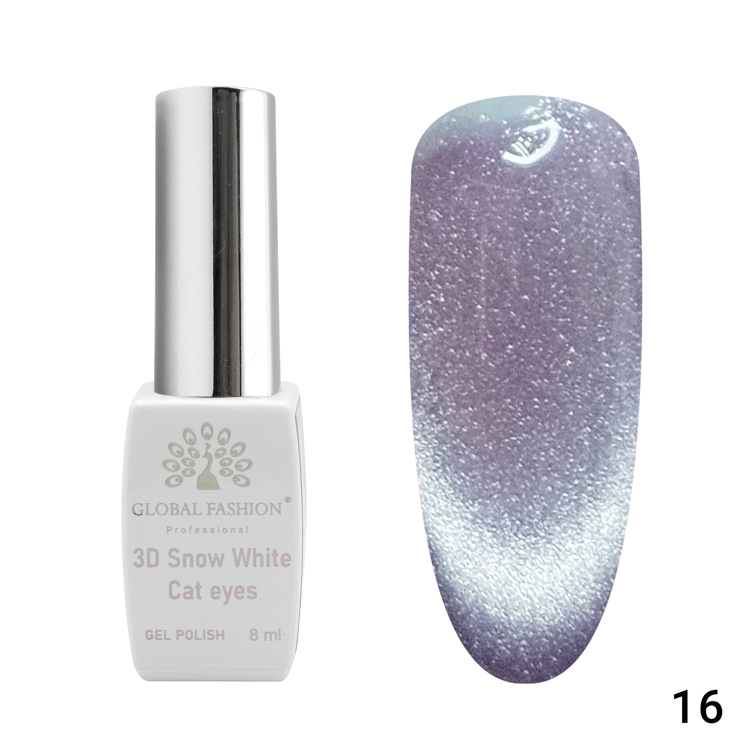 Gel polish cat eye 3D Snow White 16