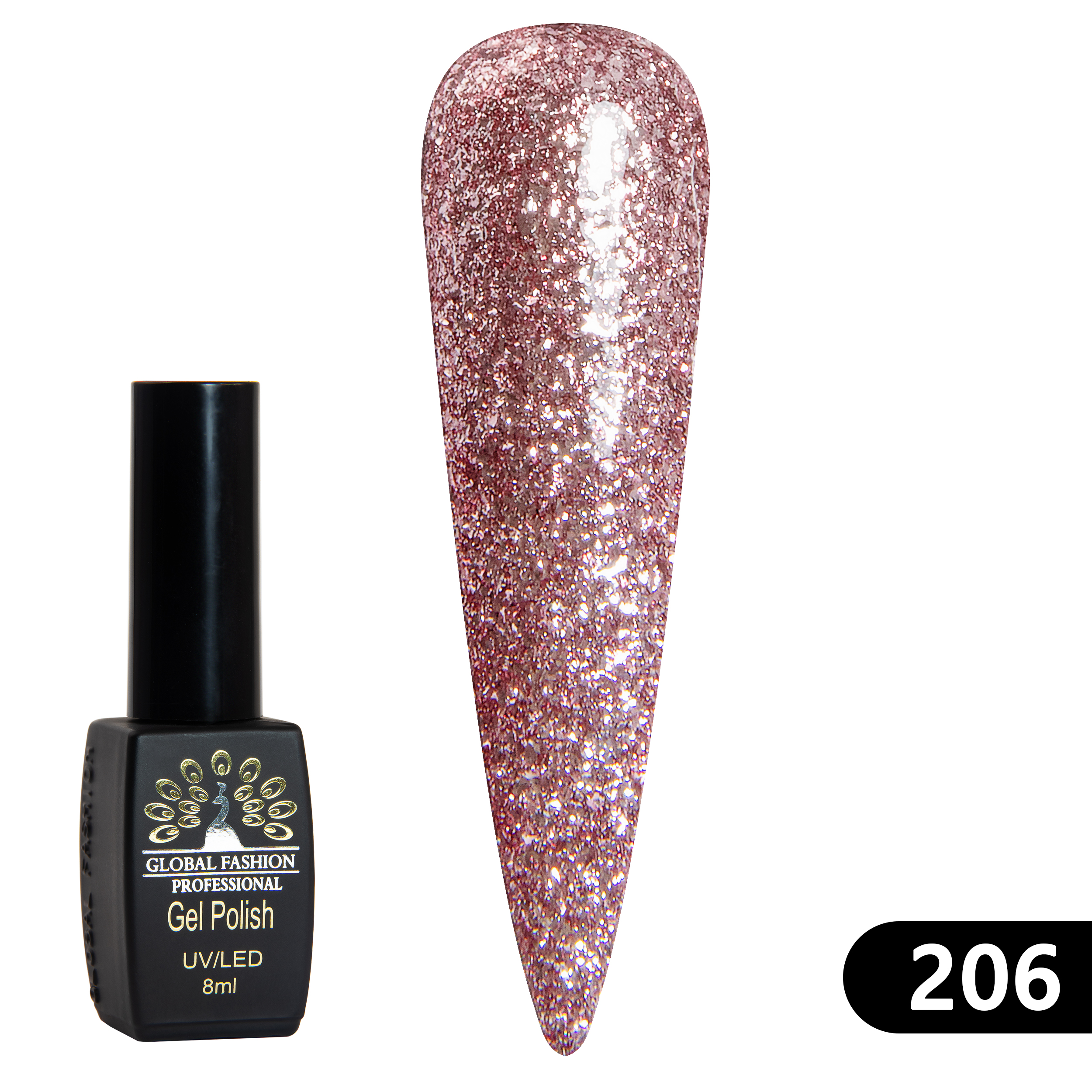 Gel polish BLACK ELITE 206, Global Fashion 8 ml