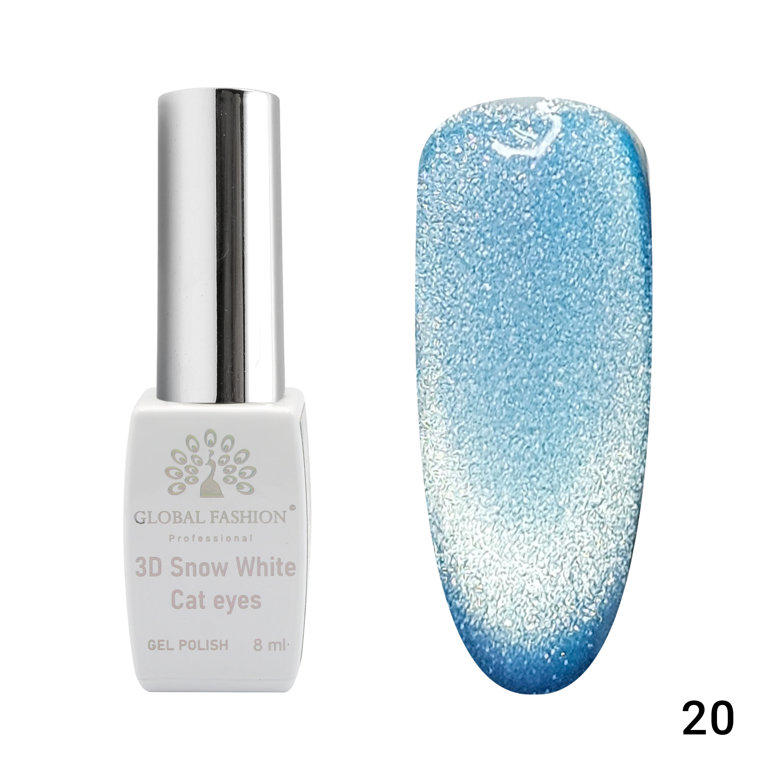 Gel polish cat eye 3D Snow White 20