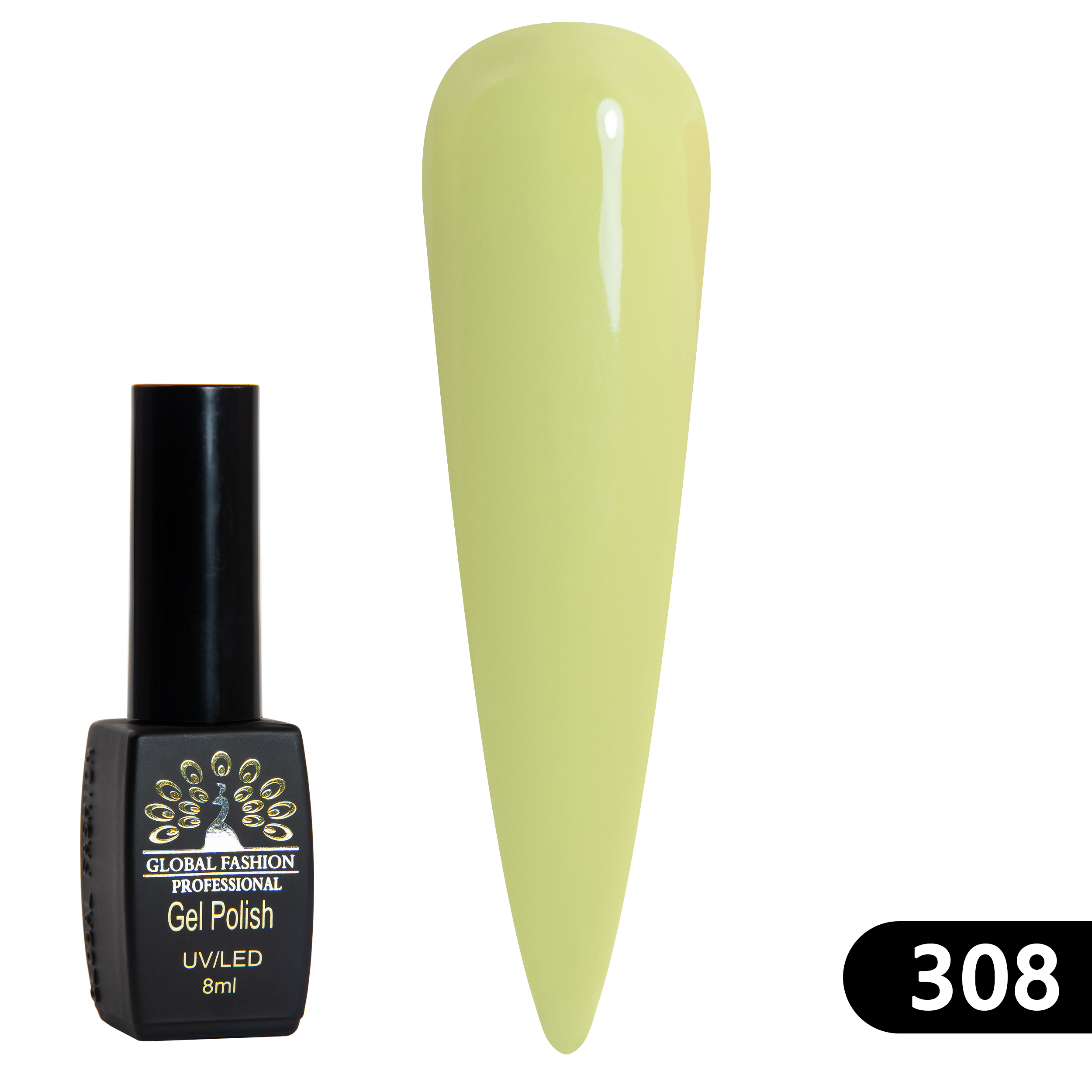 Gel polish BLACK ELITE 308, Global Fashion 8 ml