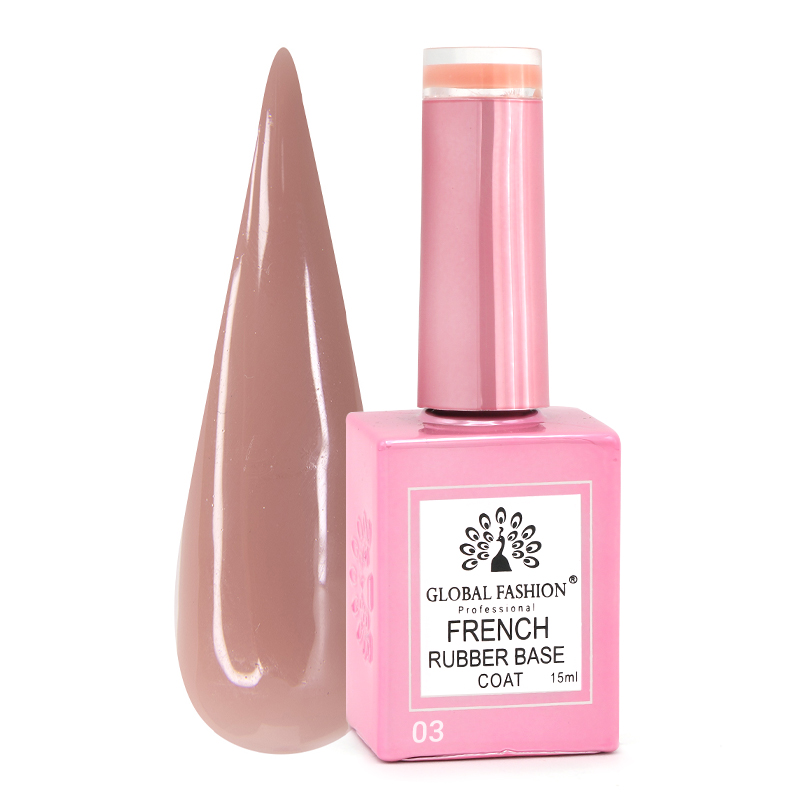 Global Fashion Rubber Base Coat French Gel Polish, 15ml | 03