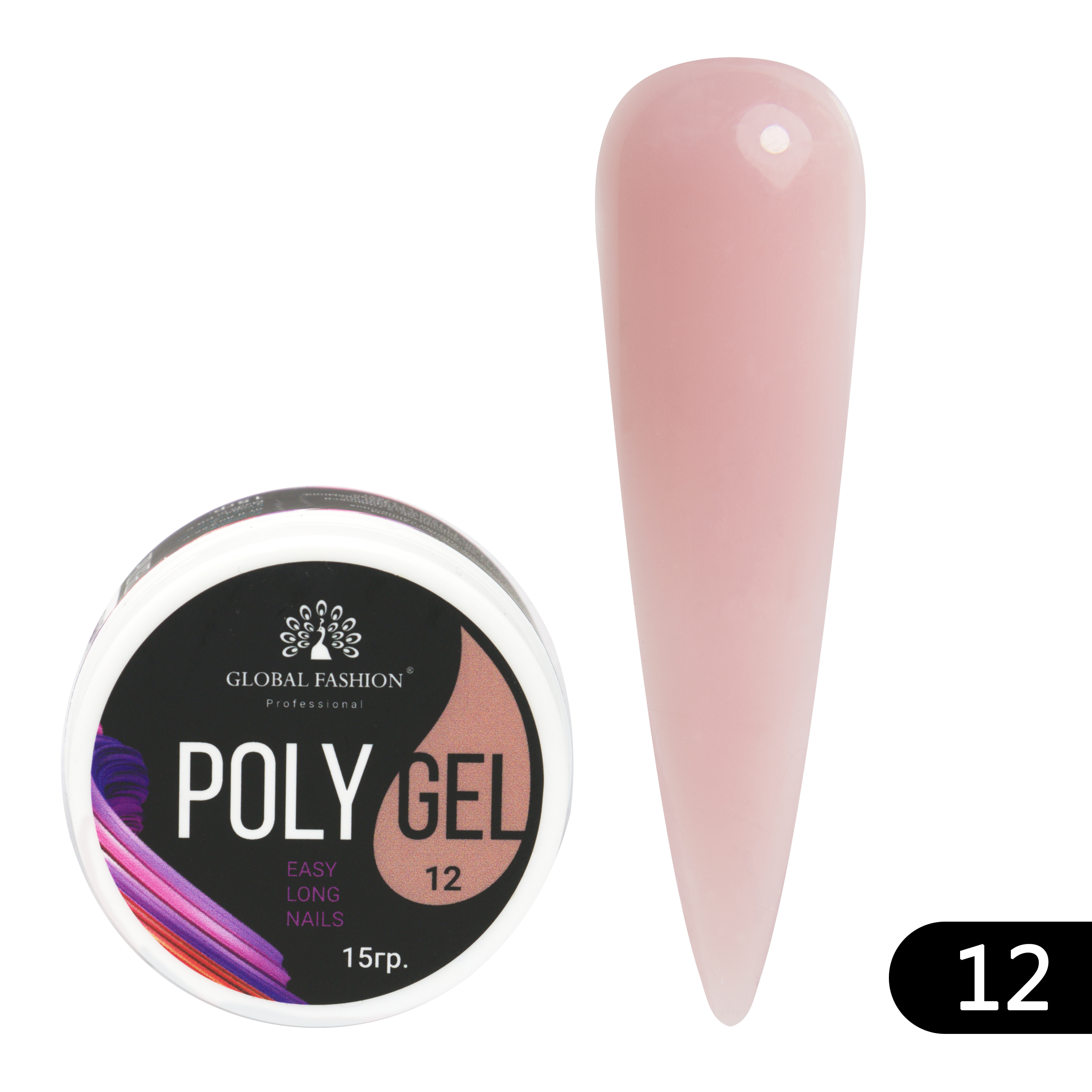 Global Fashion Polygel (Poly UV Gel) for Nail Extensions | 15g | 12