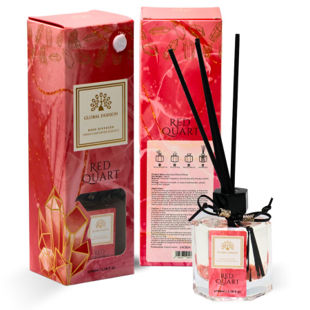 Red Quartz Reed Diffuser 100ml Home Fragrance Reed Diffuser Close Up - Luxury Aromatherapy Home Decor Fragrance | معطر منزلي صورة مقربة