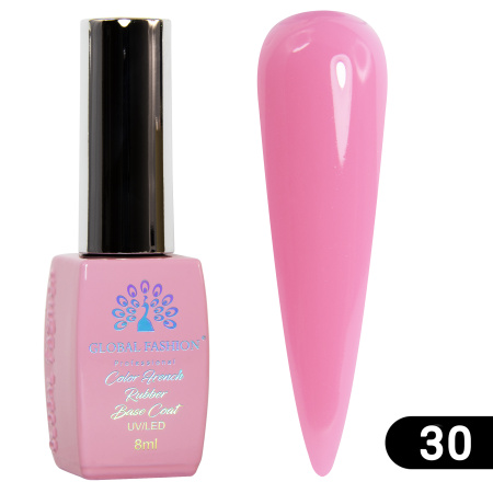 Colored French base for gel polish Global Fashion, Color French Base Coat 8 ml, 30