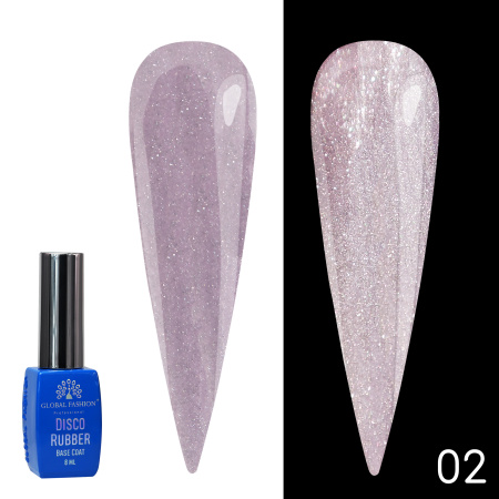 Rubber base Disco Opal reflective Global Fashion 8 ml, 02