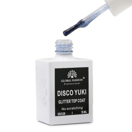 Disco Yuki Top without sticky layer, Global Fashion Nail Gel, 15ml Top Coat, No Wipe Gel Polish Finish, جل ديسكو يوكي طبقة علوية بدون مسح للأظافر
