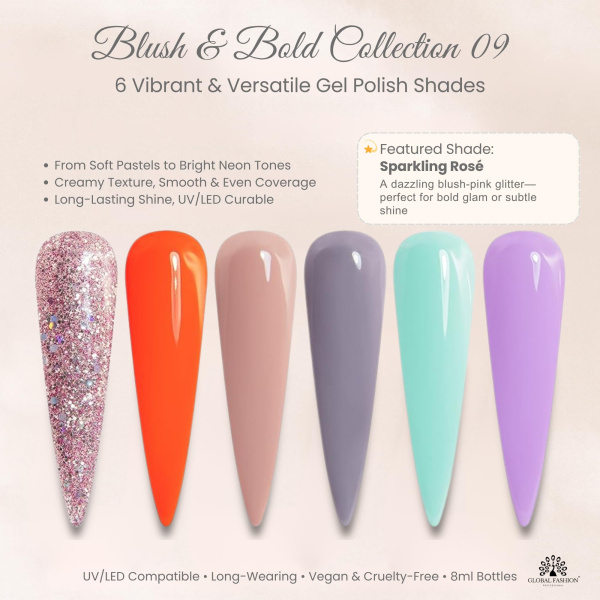 Black Elite Gel Nail Polish Set 6x8ml – UV/LED | Blush & Bold Gel Nail Polish Set UV LED High Shine | طلاء اظافر جل
Black Elite Gel Nail Polish Set 6x8ml – UV/LED | Blush & Bold Nail Gel Polish Set Long Lasting | مناكير جل
