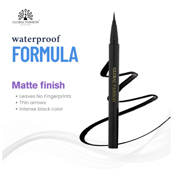Global Fashion 2 in 1 mascara eyeliner waterproof jet black duo ماسكارا وايلاينر