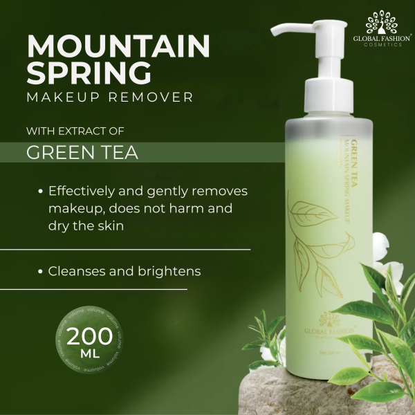 Green Tea Makeup Remover 200ml – Gentle Cleanser  Tea Infused Makeup Remover Bottle 200ml - Gentle Waterproof Makeup Cleanser UAE GCC | مزيل مكياج