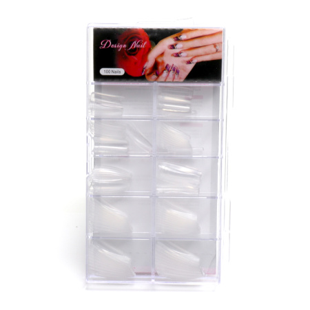 Tips for nail extension, arched, transparent 100 pcs