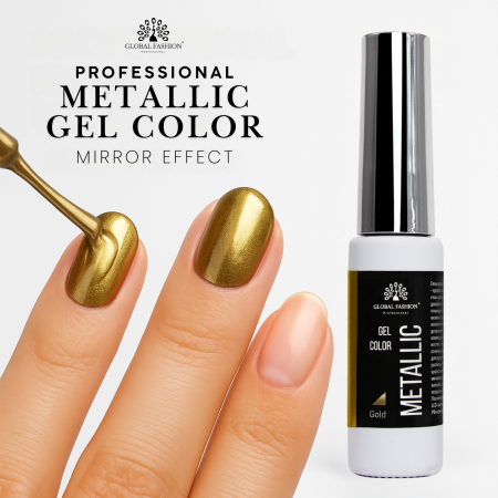 Gold Mirror Effect Gel Nail Polish 10ml Gel Nail Polish Close Up - Metallic Mirror Nail Art Color | طلاء أظافر صورة مقربة