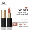 Velvet Moisturizing Matte Lipstick – Smudge-Proof (Shade 105, 3.5g) professional lipstick high pigmentation moisturizing matte finish احمر شفاه احترافي تغطية عالية مرطب
