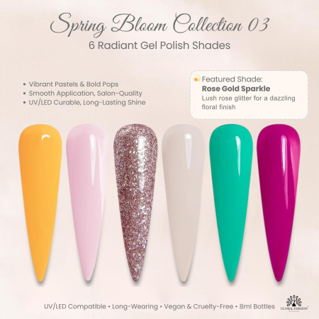 Black Elite Gel Nail Polish Set 6x8ml – UV/LED | Spring Bloom Gel Nail Polish Close View High Shine | طلاء اظافر جل
Black Elite Gel Nail Polish Set 6x8ml – UV/LED | Spring Bloom Nail Gel Set Detailed View Long Lasting | مناكير جل