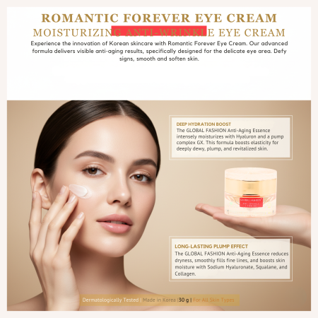 Romantic Forever Eye Cream 30g Anti-Wrinkle Face Cream Close Up - Hydrating Anti Aging Skincare Treatment | كريم وجه صورة مقربة