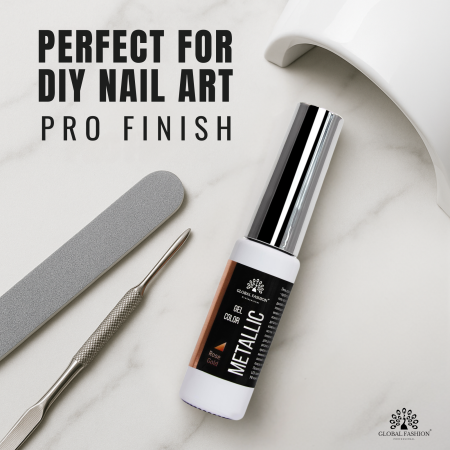 Rose Gold Mirror Effect Gel Nail Polish 10ml Gel Nail Polish Close Up - Metallic Mirror Nail Art Color | طلاء أظافر صورة مقربة