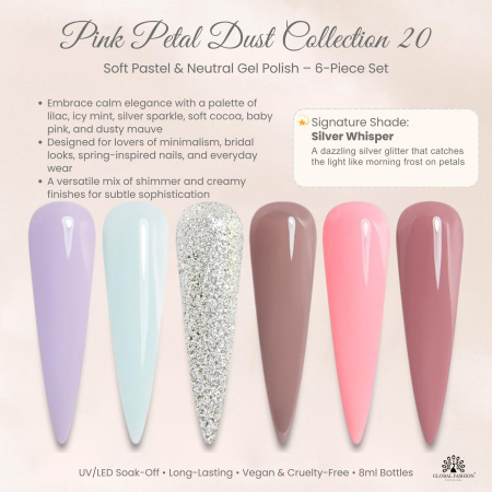 Black Elite Gel Nail Polish Set 6x8ml – UV/LED | Pink Petal Dust Gel Nail Polish Close View High Shine | طلاء اظافر جل
Black Elite Gel Nail Polish Set 6x8ml – UV/LED | Pink Petal Dust Nail Gel Set Detailed View Long Lasting | مناكير جل