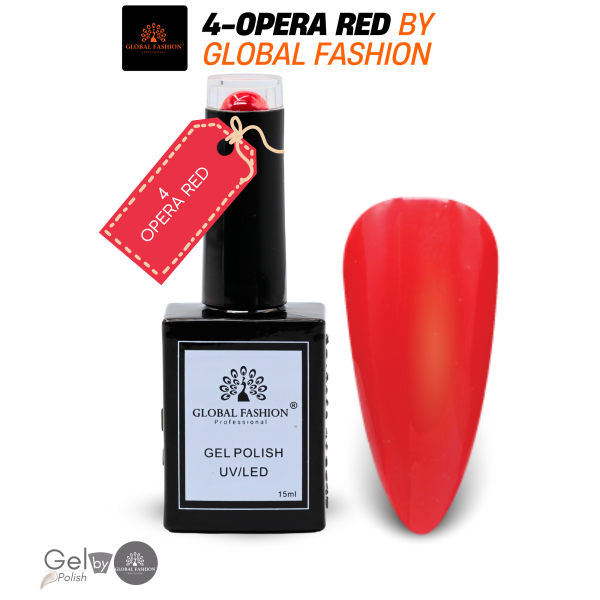 Red Rendezvous Nail Polish 15ml UV LED | 4-Opera Red 1p Red Gel Nail Polish Bottle 15ml - UV LED Soak Off Nail Color UAE GCC | طلاء أظافر جل أحمر