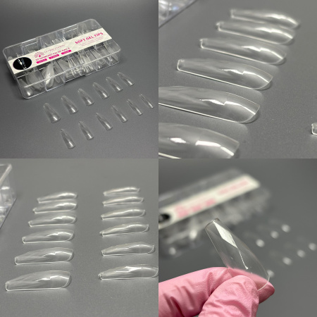 Gel tips "3D diamonds", medium ballerina, 04, 120 pcs, 12 sizes
