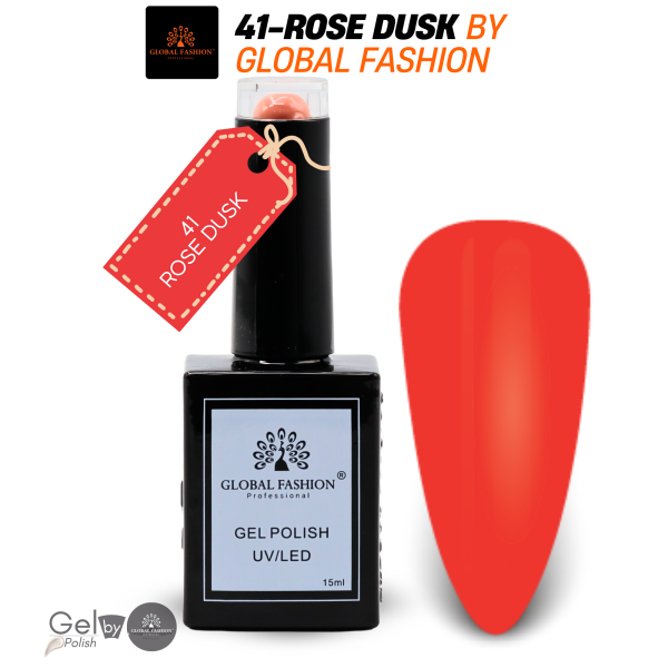 Rose Dusk Gel Nail Polish 15ml UV LED | 41-Rose Dusk 1p Peach Coral Gel Nail Polish Bottle 15ml - UV LED Soak Off Nail Color UAE GCC | طلاء أظافر جل