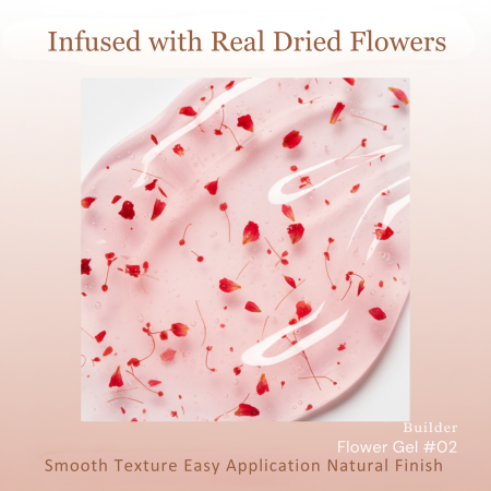 HEMA-Free Builder Flower Gel 8ml by Global Fashion – Real Dried Floral Petals, UV/LED Cure