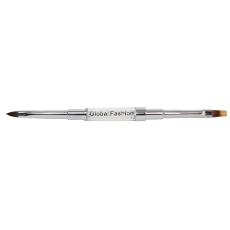 Double-ended Global Fashion brush with white stones (petal shape + ombre)