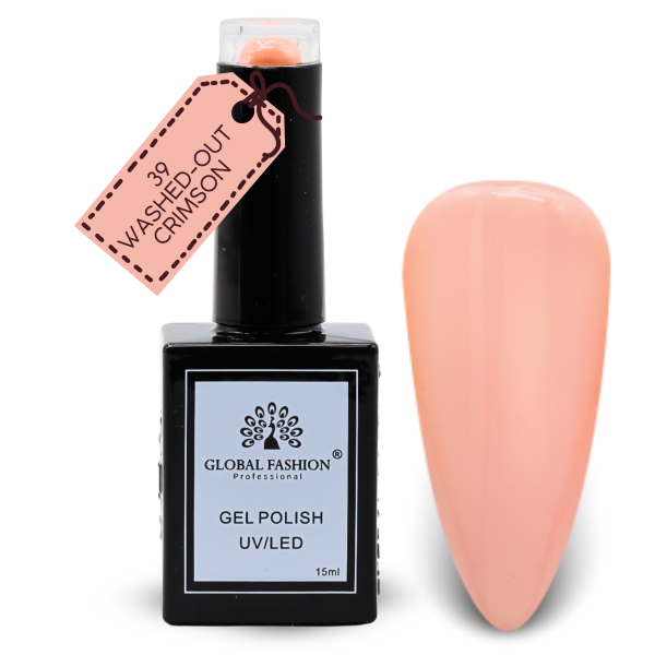 Washed-Out Crimson Gel Nail Polish 15ml UV LED | 39-Washed-Out Crimson 1p Peach Coral Gel Nail Polish Bottle 15ml - UV LED Soak Off Nail Color UAE GCC | طلاء أظافر جل