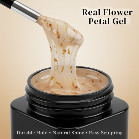 HEMA-Free Builder Flower Gel 8ml by Global Fashion – Real Dried Floral Petals, UV/LED Cure