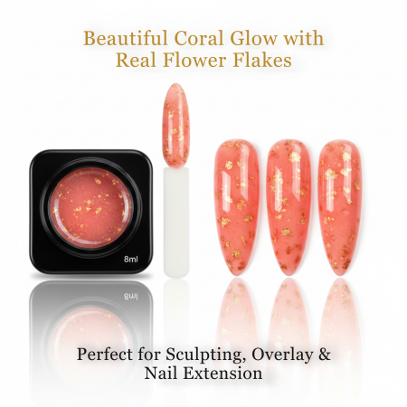 HEMA-Free Builder Flower Gel 8ml by Global Fashion – Real Dried Floral Petals, UV/LED Cure