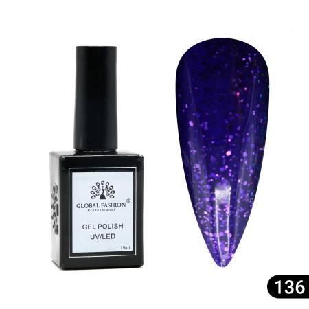 Gel polish Global Fashion, Gel polish 15 ml, 136