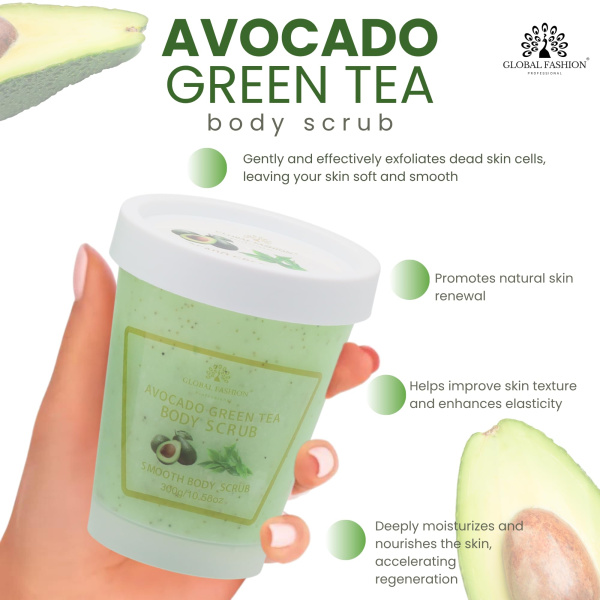Global Fashion Body Scrub 300g – Collagen Exfoliating | Avocado & Green Tea Body Scrub Natural Exfoliating Moisturizing | مقشر الجسم
Global Fashion Body Scrub 300g – Collagen Exfoliating | Avocado & Green Tea Skin Exfoliator Brightening Scrub | سكراب الجسم