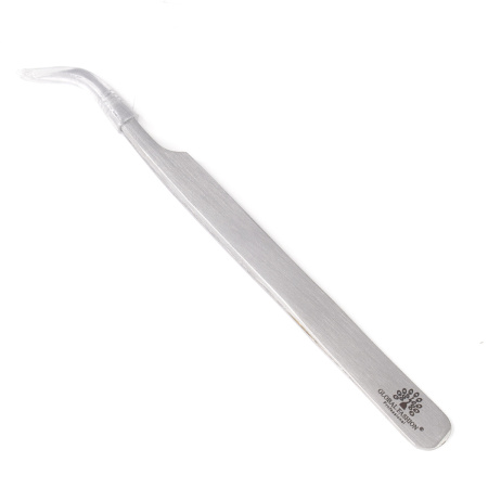 Professional tweezers for eyelashes Global Fashion, curved, silver 10