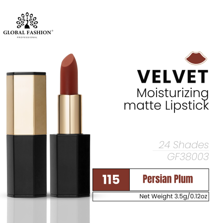 Velvet Moisturizing Matte Lipstick – Smudge-Proof (Shade 115, 3.5g) professional lipstick high pigmentation moisturizing matte finish احمر شفاه احترافي تغطية عالية مرطب