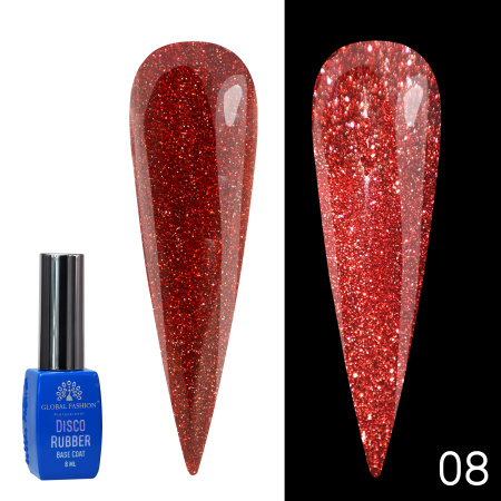 Rubber base Disco Opal reflective Global Fashion 8 ml, 08