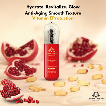 Vitamin E skincare set close up youthful glow finish مجموعة عناية بالبشرة لقطة مقربة
