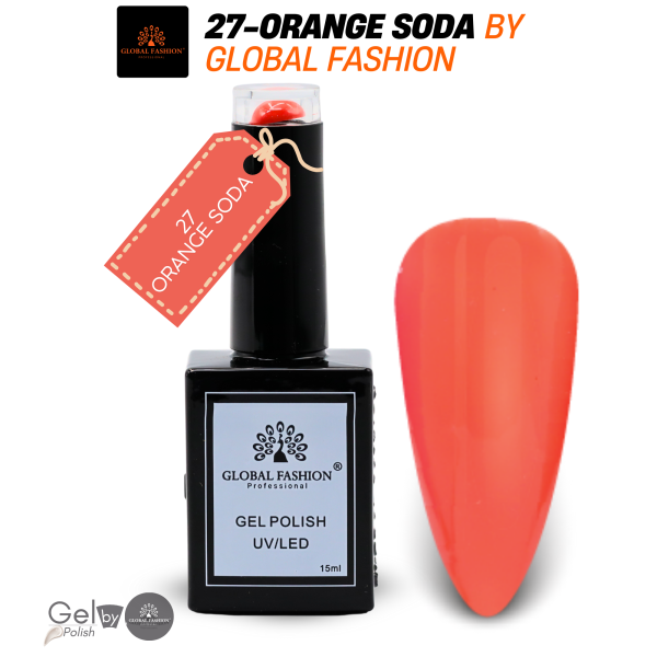 Orange Soda Gel Nail Polish 15ml UV LED | 27-Orange Soda 1p Nude Gel Nail Polish Bottle 15ml - UV LED Soak Off Nail Color UAE GCC | طلاء أظافر جل نيود