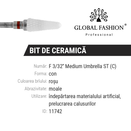 Ceramic tip, cone with red notch, F 3/32* Medium Umbrella ST (C)