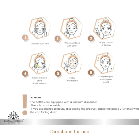 Global Fashion foundation close up seamless blend hydrating finish كريم اساس لقطة مقربة بملمس ناعم