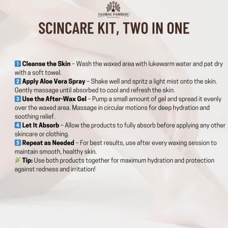 Global Fashion Pre & Post Wax Kit – Aloe Vera Lotion & Soothing Gel Set Waxing Treatment Set Close View Aloe Vera | مجموعة الشمع
Global Fashion Pre & Post Wax Kit – Aloe Vera Lotion & Soothing Gel Set Post Wax Gel Detailed View Soothing Skin | جل بعد الشمع