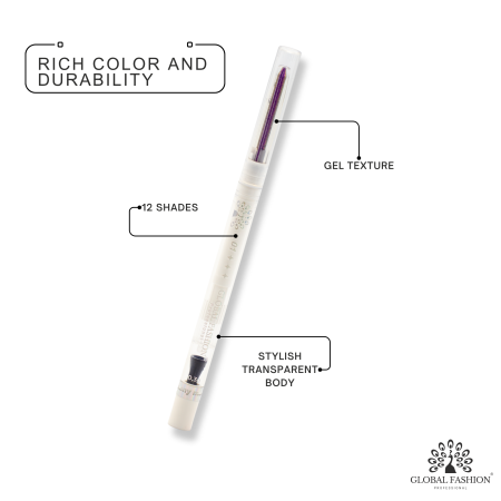 Colored gel eyeliner close up ultra fine tip no tug glide ايلاينر ملون لقطة مقربة