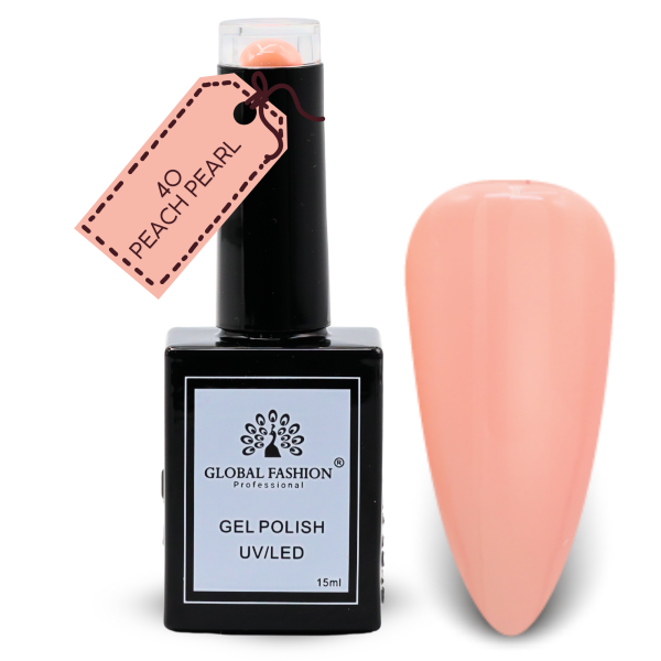Peach Pearl Gel Nail Polish 15ml UV LED | 40-Peach Pearl 1p Peach Coral Gel Nail Polish Bottle 15ml - UV LED Soak Off Nail Color UAE GCC | طلاء أظافر جل