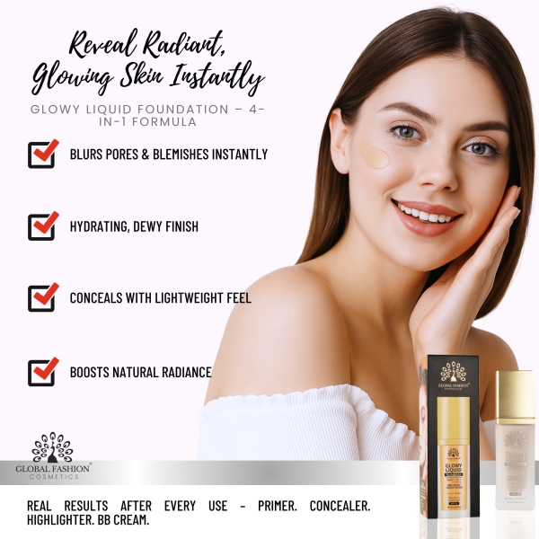 Global Fashion liquid foundation preview dewy glow SPF 15 كريم اساس بلمعة طبيعية