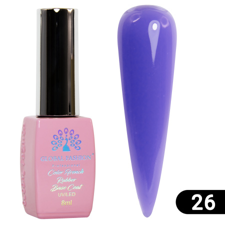 Colored French base for gel polish Global Fashion, Color French Base Coat 8 ml, 26