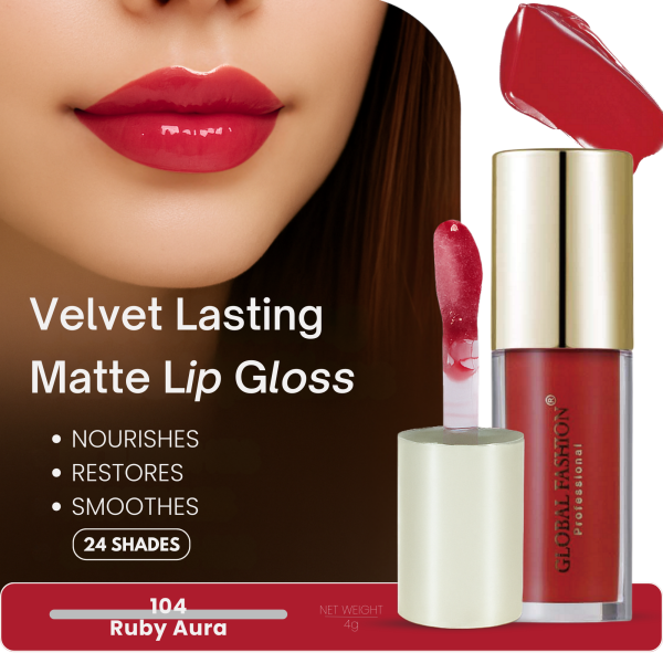 Global Fashion lip gloss preview velvet matte finish جلوس شفاه