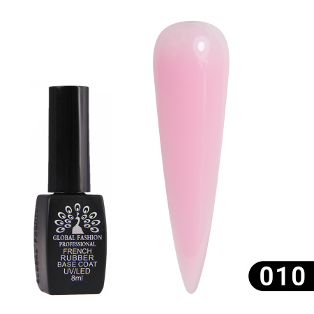 Rubber Base Coat French Gel Polish, Rubber Base Coat French, 8 ml, Global Fashion 10