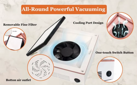 60W Nail Dust Extractor 7 Blade Close View | جهاز شفط غبار احترافي
Professional Nail Vacuum Cleaner Detailed View | مكنسة اظافر