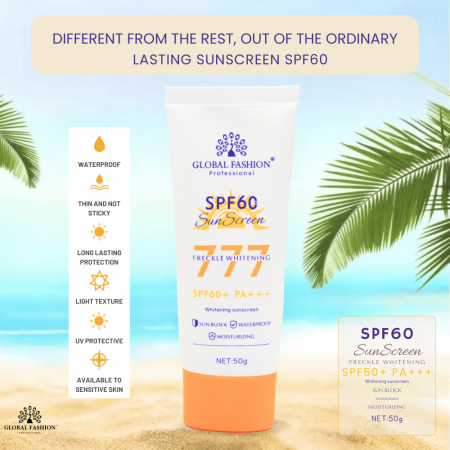SPF 60 Sunscreen Face & Body 50g UVA/UVB Protection Sunscreen Close Up - SPF Sun Protection Cream with Vitamin E | واقي شمس صورة مقربة