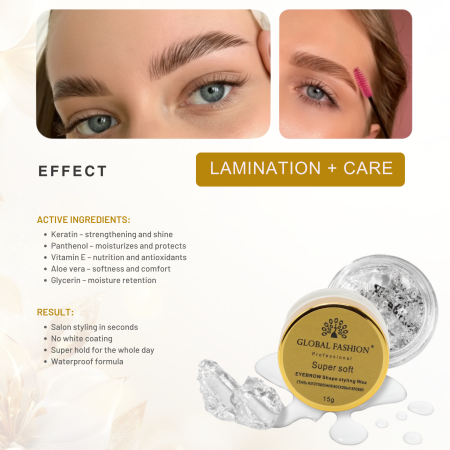 Brow wax close up laminated lifted brows flake free formula واكس حواجب لقطة مقربة