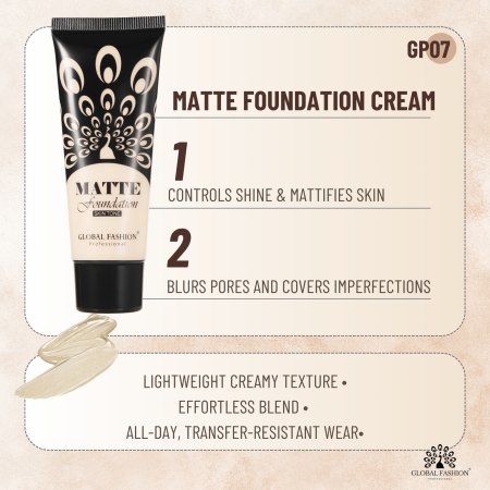 Global Fashion matte foundation close up waterproof oil free finish كريم اساس لقطة مقربة مطفي