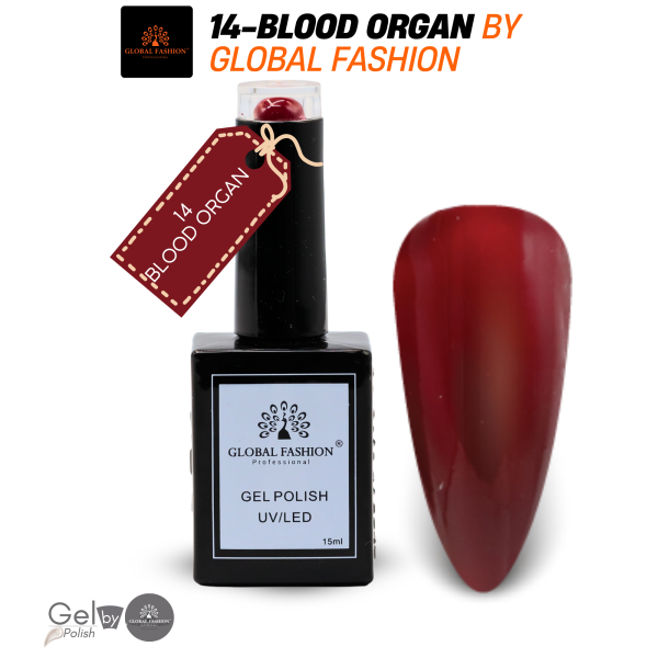 Coral Crush Nail Polish 15ml UV LED | 14-Blood Organ 1p Coral Gel Nail Polish Bottle 15ml - UV LED Soak Off Nail Color UAE GCC | طلاء أظافر جل