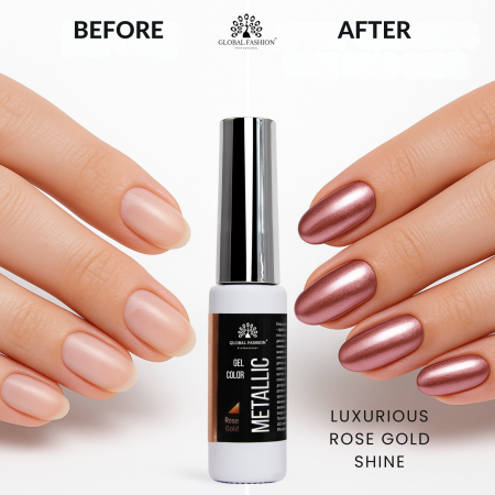 Rose Gold Mirror Effect Gel Nail Polish 10ml Gel Nail Polish Close Up - Metallic Mirror Nail Art Color | طلاء أظافر صورة مقربة